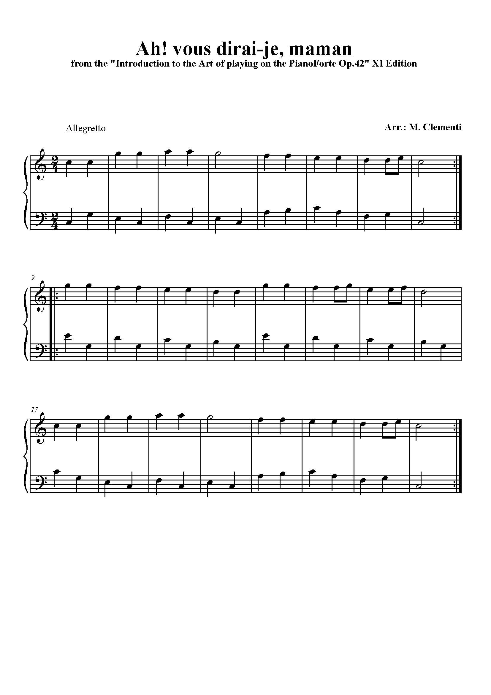 Johann Christoph Friedrich Bach Variations On Ah Vous Dirai-je Maman 04 Ah! vous dirai-je, Maman - Art of playing on the PianoForte XI