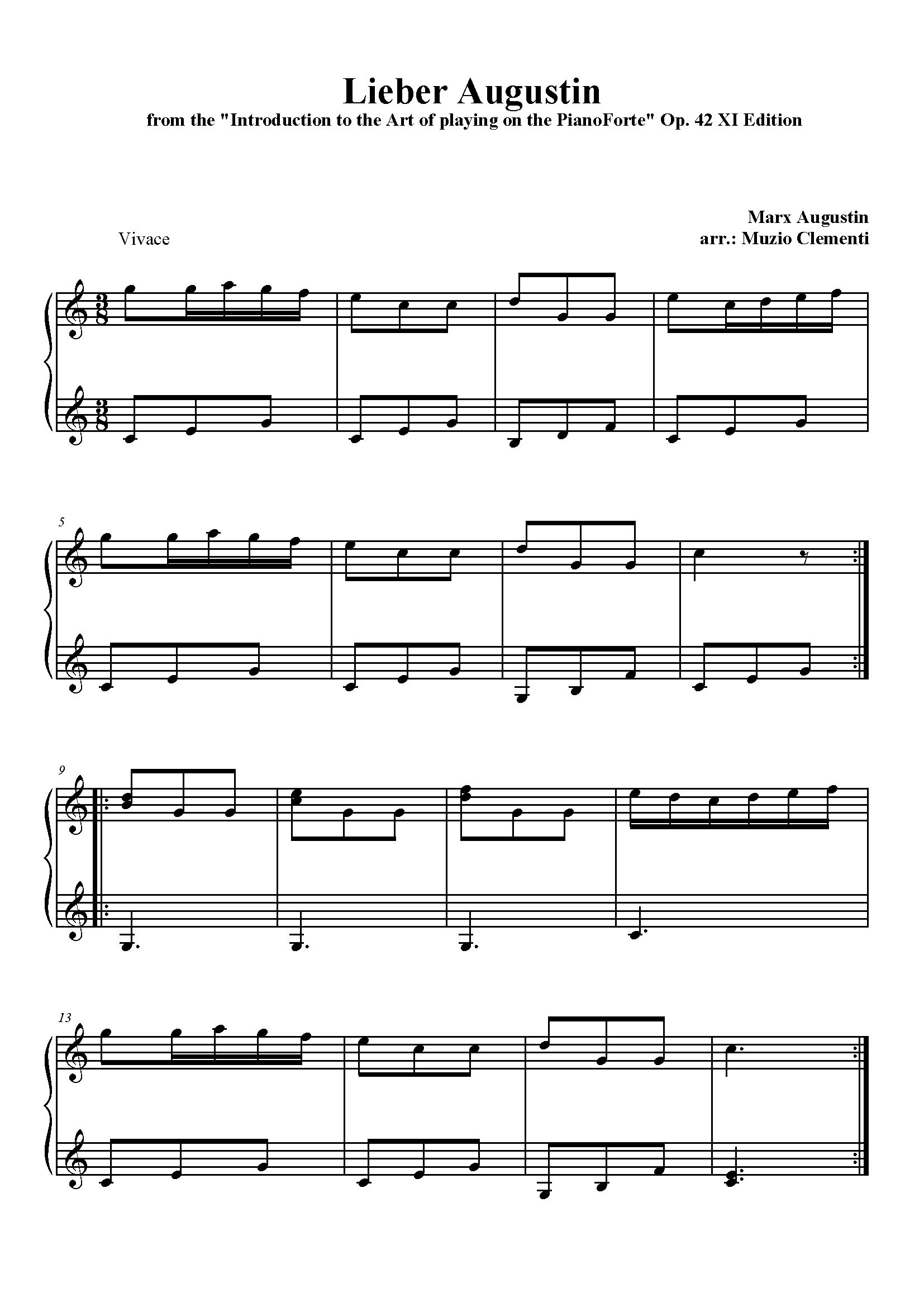 07 O Du Lieber Augustin Art Of Playing On The Pianoforte Xi Clementi Muzio Composers