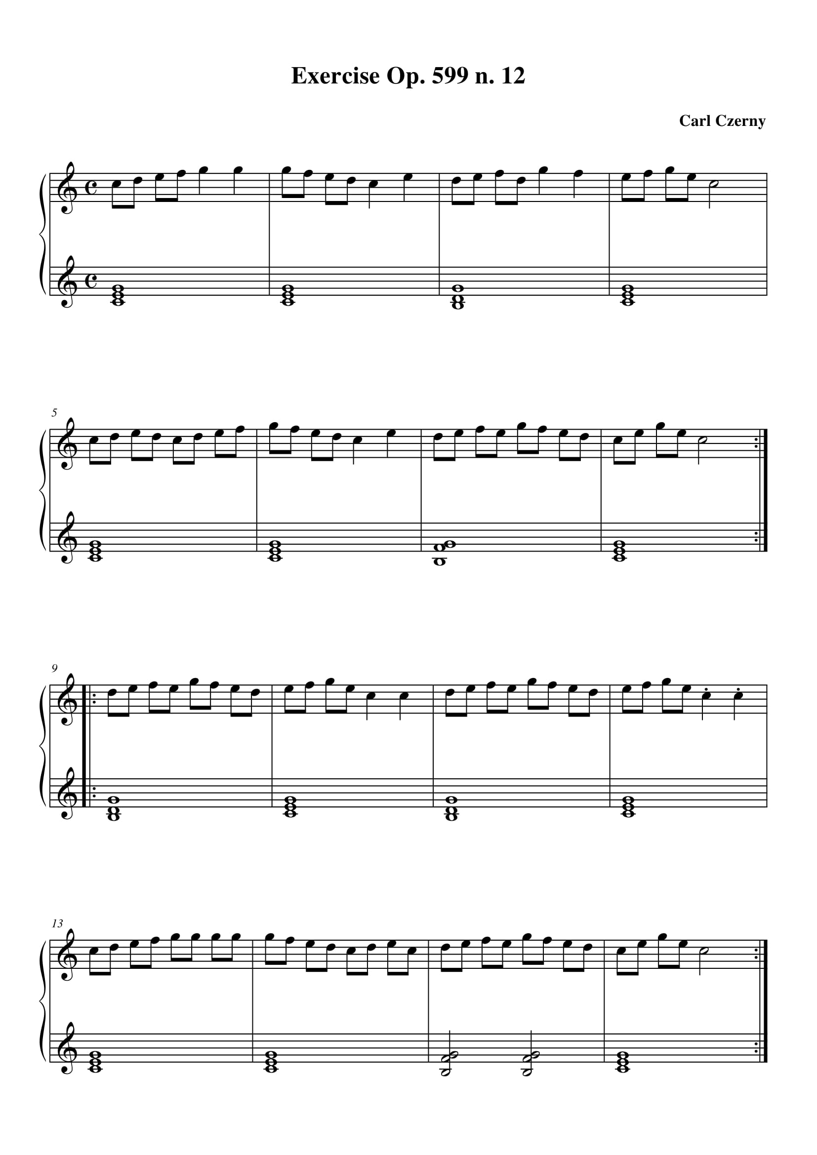 Exercise in C maj Op. 599 n. 12 Practical Exercises for